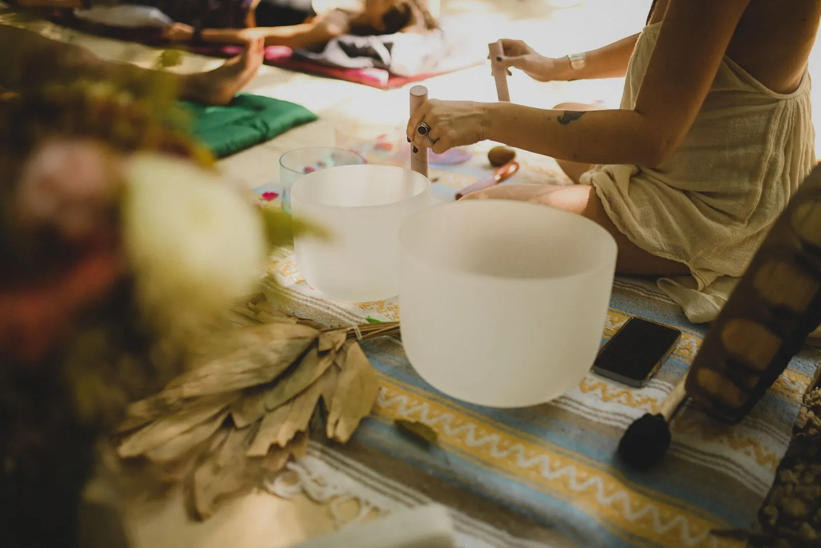 Sound healing during a corporate retreat